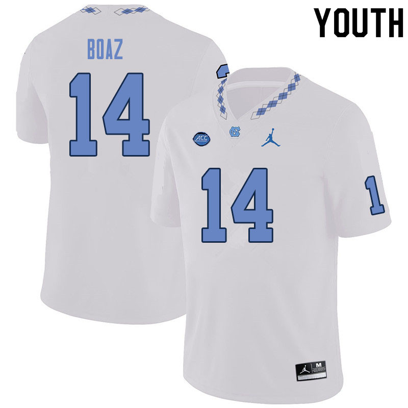 Youth #14 Jefferson Boaz North Carolina Tar Heels College Football Jerseys Sale-White